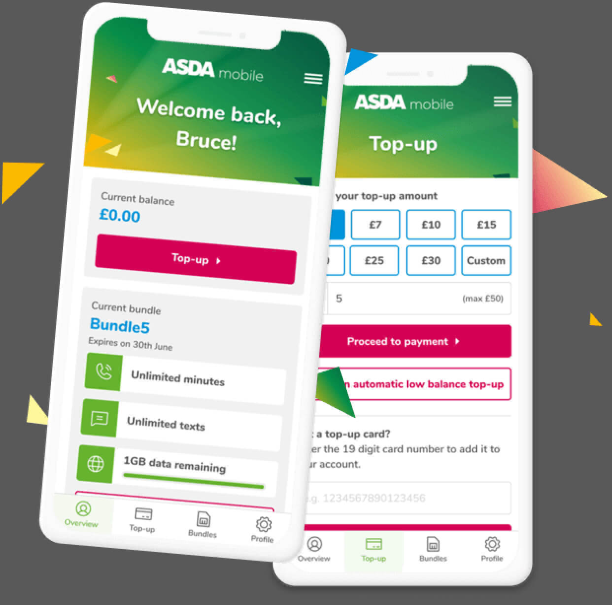mobile phone displaying asda mobile app